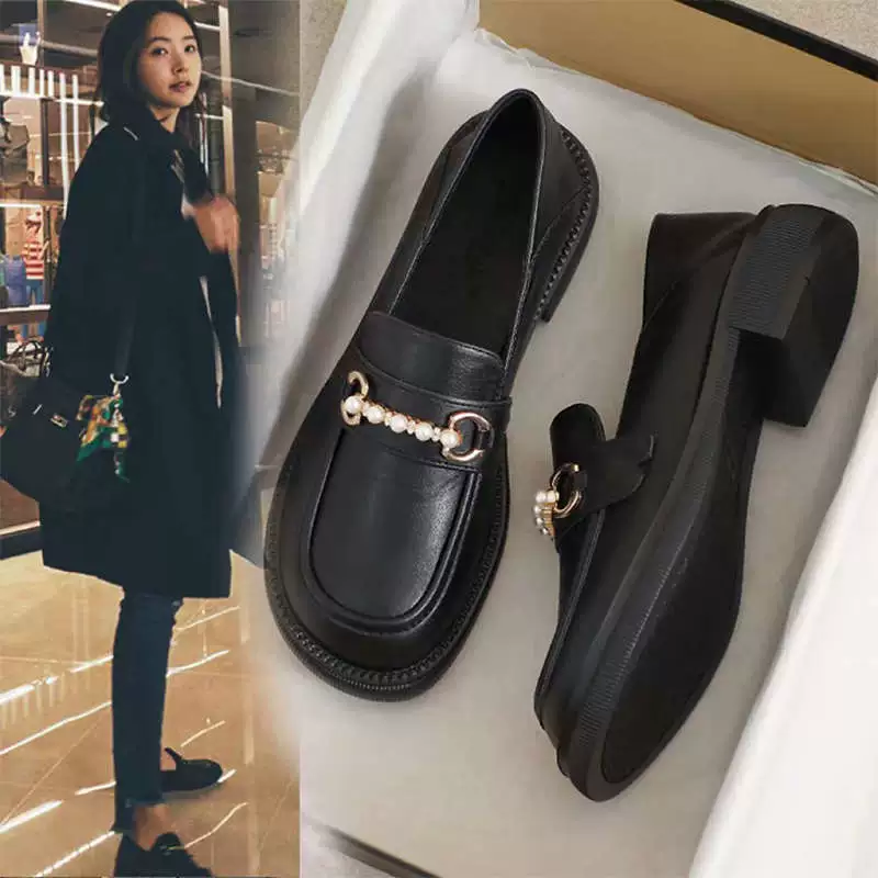 Женские кожаные туфли весна 2025, новый британский стиль, черные, мягкая подошва, плоские, удобные, новые женские балетки
