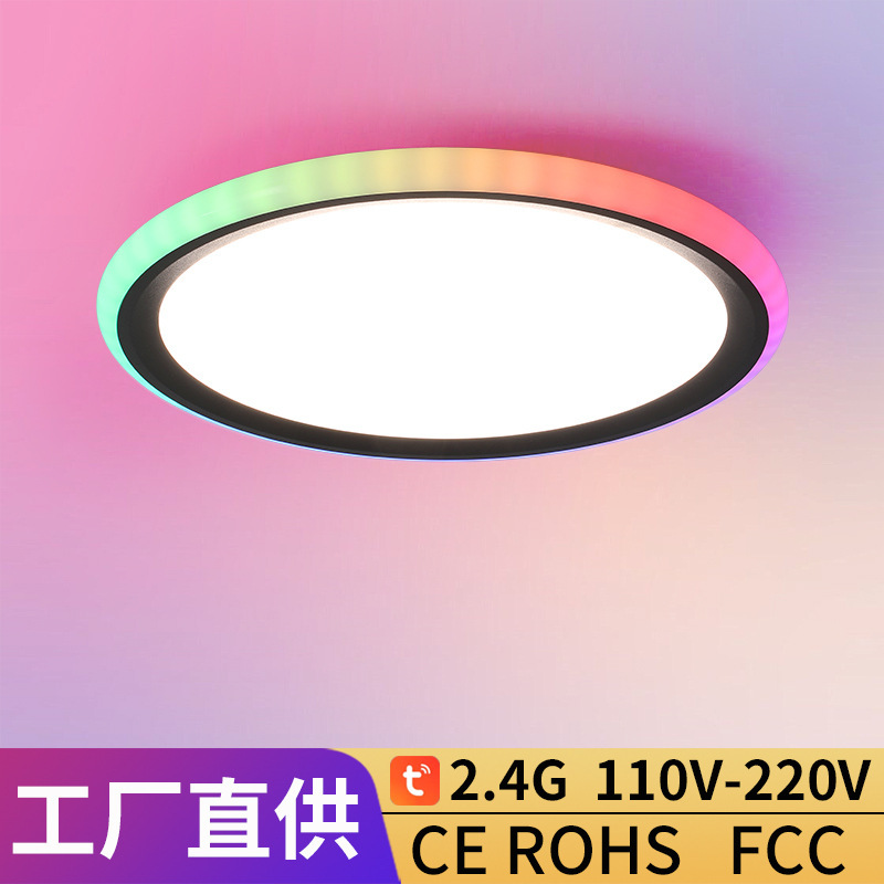Bedroom Light Cct Side-Emitting Colorful Rgb Atmosphere Light Cross-Border Amazon Wifi Bluetooth Tuya Smart Ceiling Light Bedroom Light Cct Side-Emitting Colorful Rgb Atmosphere Light Cross-Border Amazon Wifi Bluetooth Tuya Smart Ceiling Light