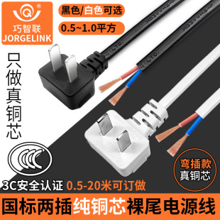 插頭巧智聯銅國標商家通用電器連接線帶二芯兩項電動工具電源線
