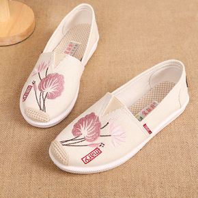Old Beijing cloth shoes female a pedal lazy Chinese folk qipao old  beijing tang suit hanfu shoes for women girls embroidered shoes flat 