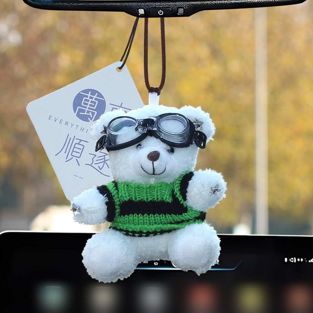 Pequeño oso de peluche colgante de automóviles colgante de automóviles colgante de automóviles espejo retrovisor colgante de automóviles adornos perfumados joyas mujeres