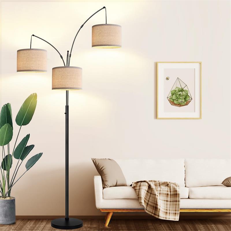 Living room floor lamp sofa fishing lamp cross-border Amazon 3-head dimmable LED vertical bedroom American floor lamp
