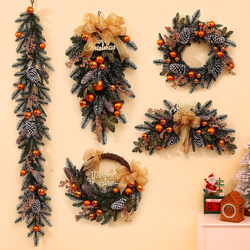 圣诞节装饰品圣诞树圈挂饰挂件花环门挂花圈场景布置门饰吊饰创意
