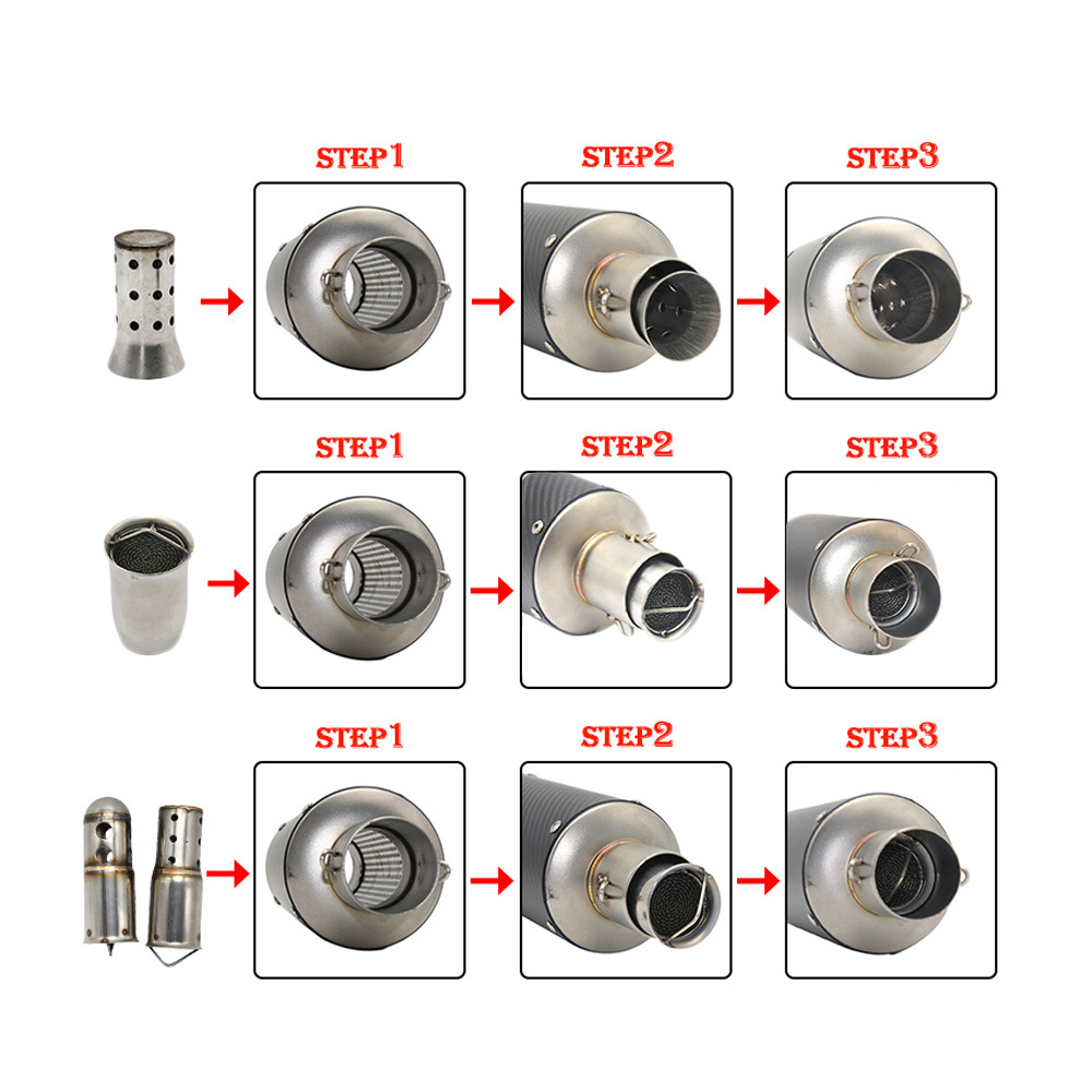 Motorcycle Modified Exhaust Pipe Catalyst Muffler 51mm 60mm Universal Exhaust Pipe Silencer Plug Return Plug
