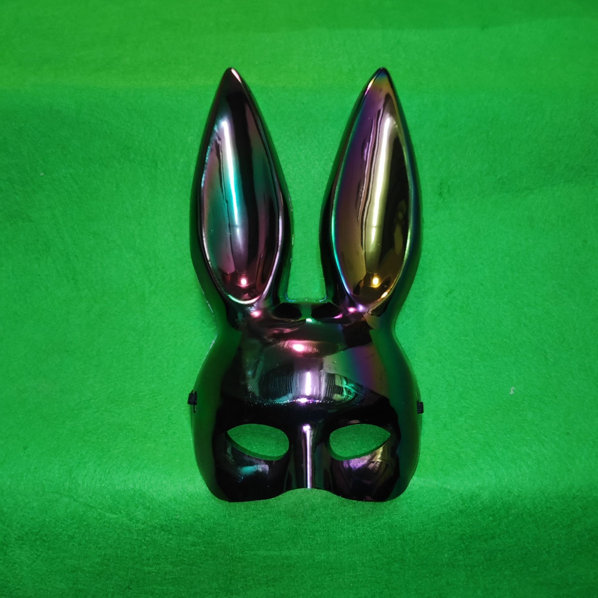 Accesorios de Disfraces de Conejita para Halloween, Media Cara, para Fiestas de Disfraces, Bares, Manualidades, Conejo Colorido Galvanizado