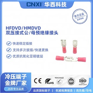 Cnxi Huaxi Technology Cold-Pressed Terminal Hfdvd/Hmdvd Male and Female Insulated Terminal Double Crimping Spring Insert