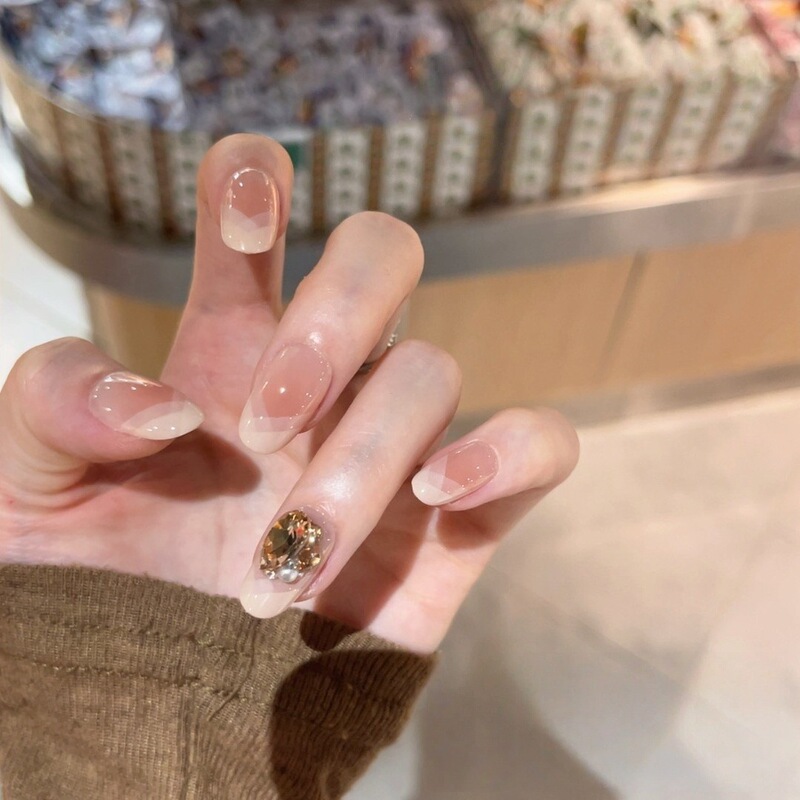 法式ins风纯手工穿戴甲批发短款裸色显白高级感美甲甲片假指甲|undefined