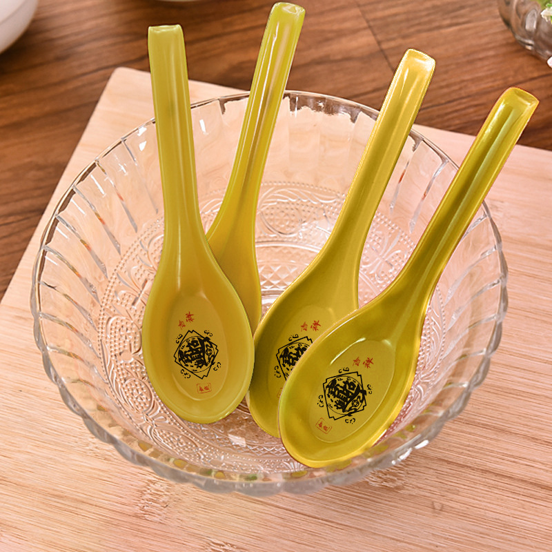 Zhaocai melamine spoon plastic imitation porcelain with hook spoon ramen soup spoon spoon spoon spoon restaurant commercial long handle spoon