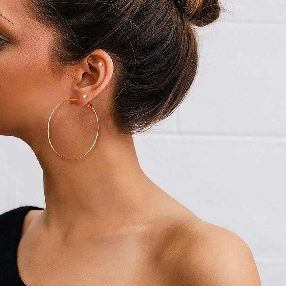 Simple Style Round Titanium Steel Plating Earrings 1 Pair