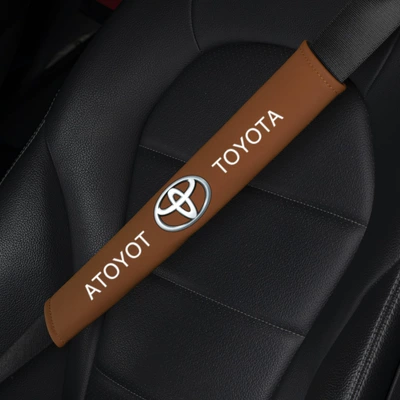 Car Logo Anti-Strain Seatbelt: Seat belt shoulder pad - toyota-business-brown-pair-6x38cm