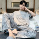 Pajamas for Men 2025 New Summer Pure Cotton Short-Sleeved Pants Thin Autum Large Size Cartoon Home Wear Set