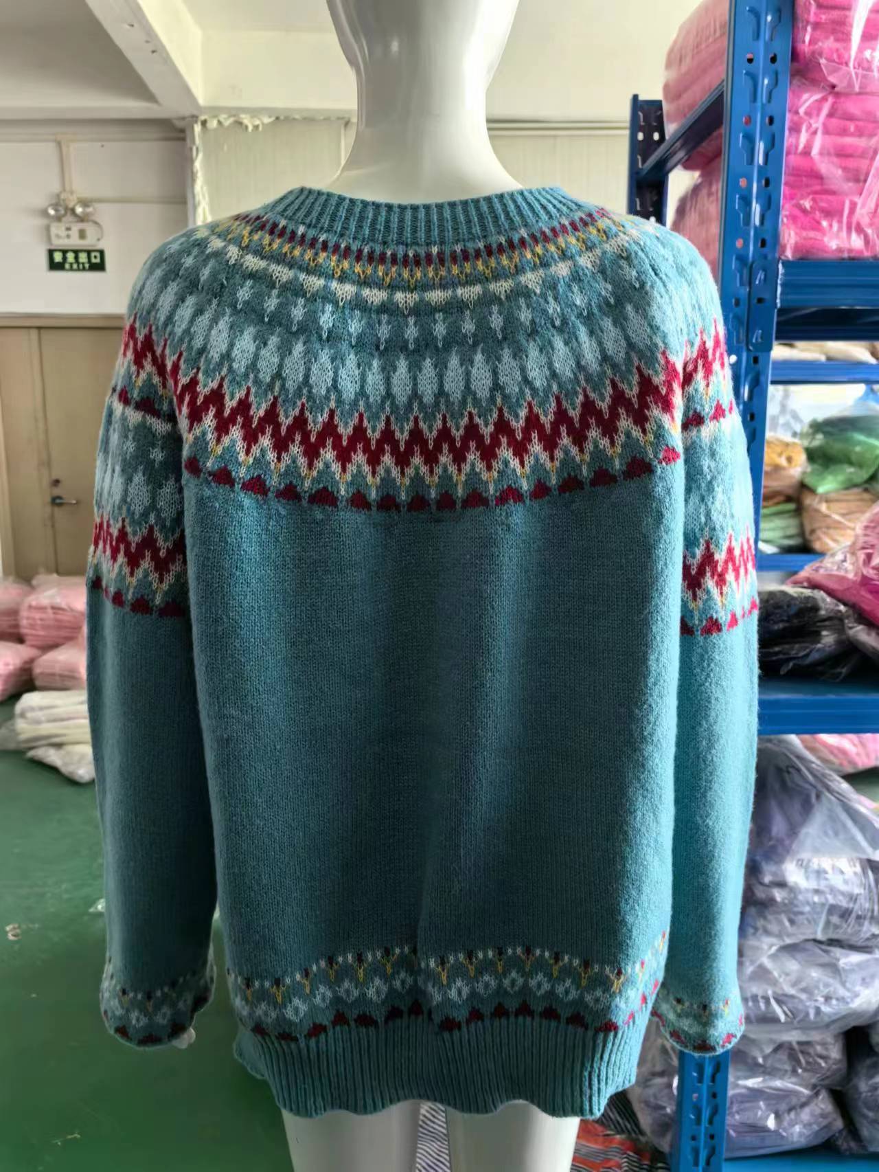 New Sweater Women Wish Hot Sale Round Neck Color Matching Loose Fashion Pullover Knitted Sweater 58 Undefined