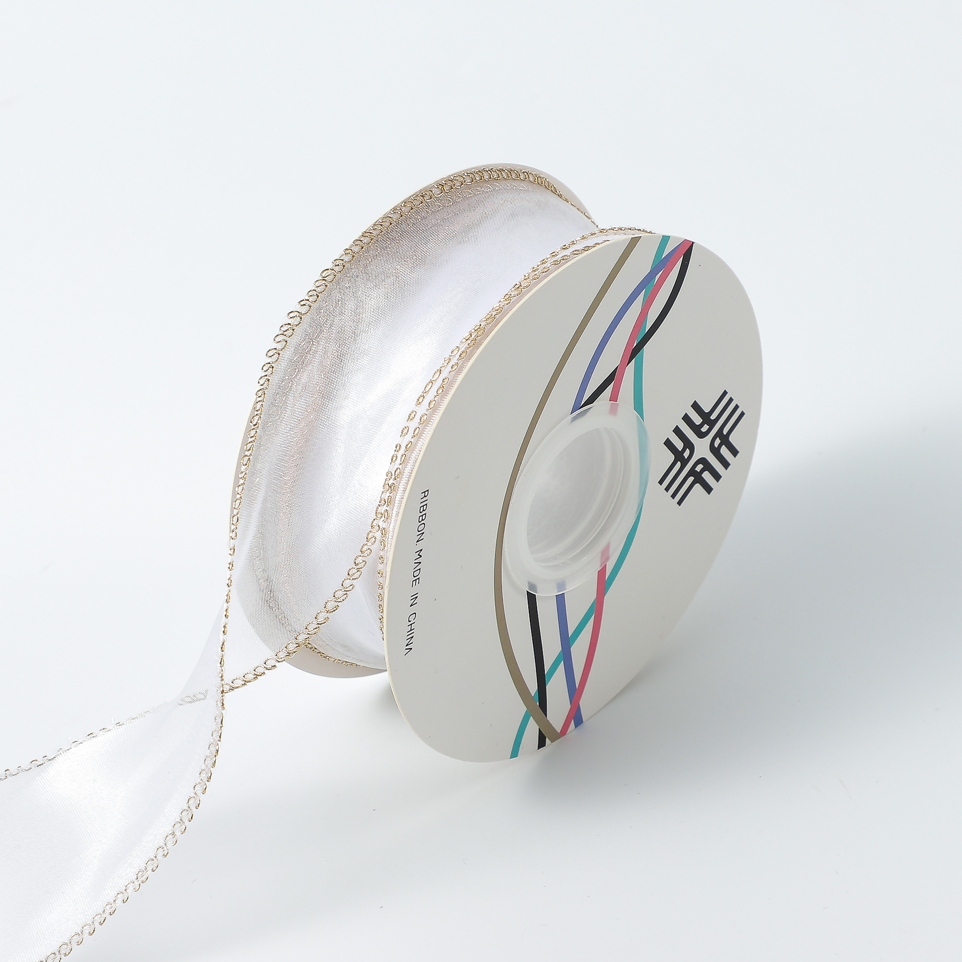 Venta al por mayor 4cm cinta borde dorado fishtail hilo flor cinta arco cinta decoración DIY tocado pastel de embalaje