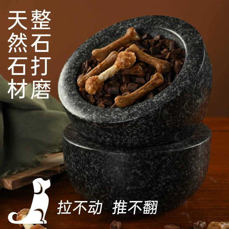 Каменная миска для собак, большая миска для собак/кошек, двойная миска для еды и воды, противопрокидывания, аксессуар для домашних животных