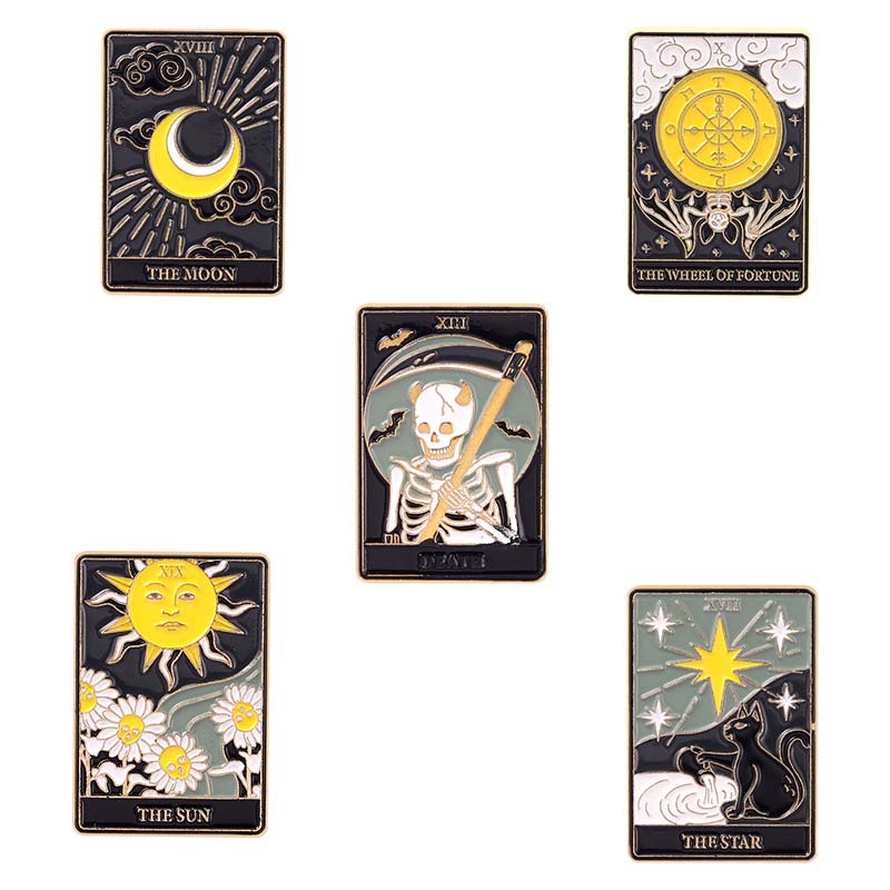 Tarot broche de la tarjeta insignia del metal uniforme collar pin botón cintura cierre comentarios bolsa accesorios ramillete bufanda hebilla