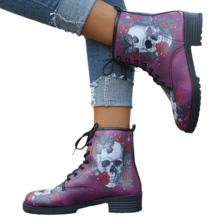 Damenschuhe Herbst und Winter neue Martin Stiefel zum Schnüren bequem PU dicke Sohlen kurze Stiefel im britischen Stil Damenstiefel_voghion.com