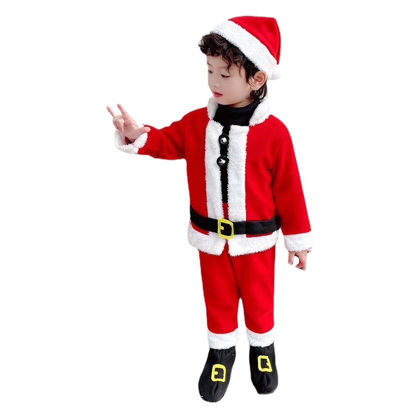 Navidad niños traje rojo niños y niñas nuevo rendimiento ropa infantil bebé foto ropa Santa Claus ropa