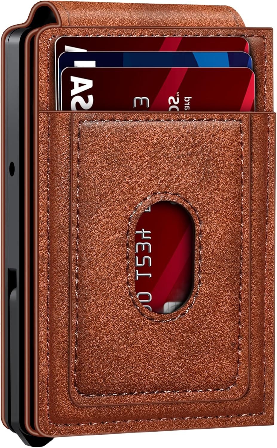 Amazon RFID cepillo antirrobo cartera flip cartera de fibra de carbono multifuncional cartera de cuero de gran capacidad