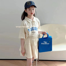 儿童2023夏季新款polo领套装韩版女童套装中小童夏天两件套裙潮流