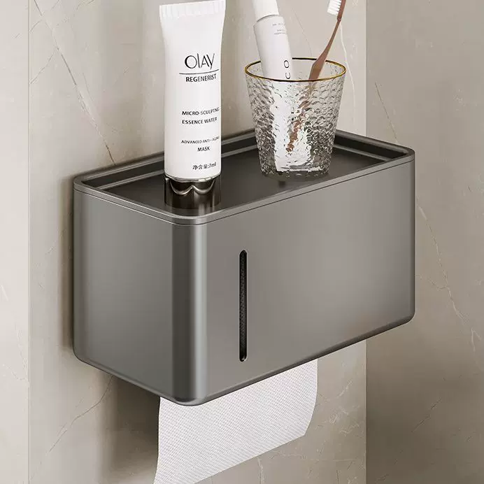 卫生间吸盘纸巾盒壁挂式免打孔浴室厕所防水厕纸盒抽纸卷纸置物架