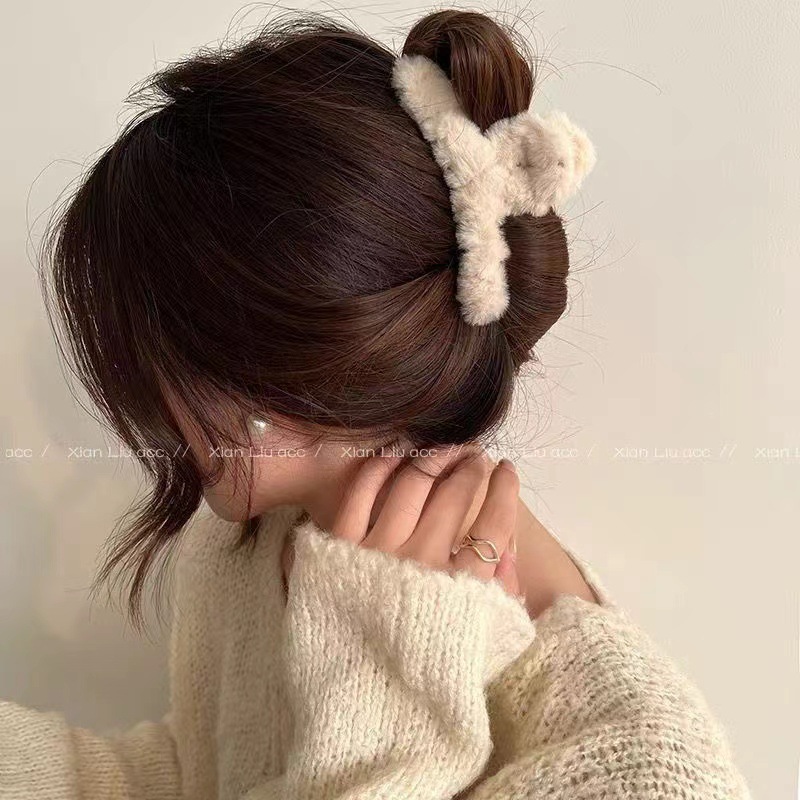 Peluş üst düzey saç tokası Kore tarzı saç tokası büyük 12 cm saç tokası kafanın arkası için köpekbalığı klip tembel saç tokası