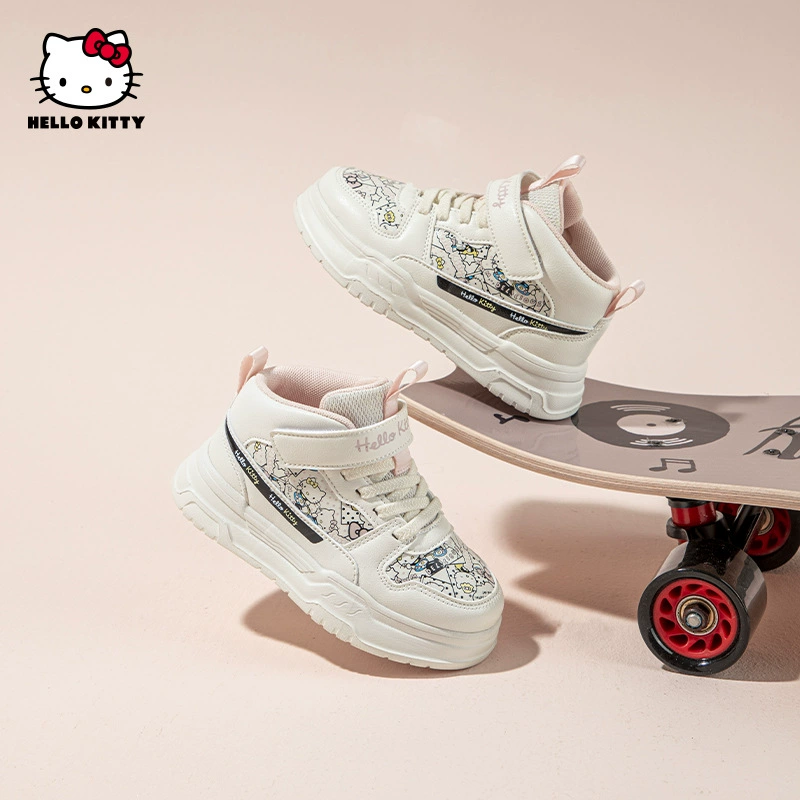 Первые детские ботинки Hello Kitty 2024 осень для девочек с мягкой подошвой, комфортные спортивные кроссовки в китайском стиле