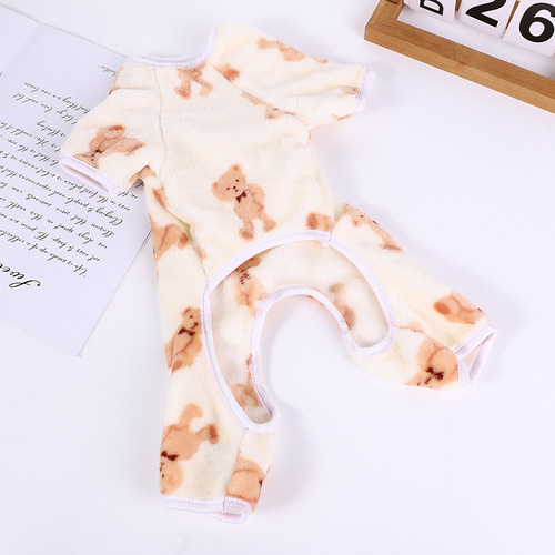 Cute Bear Print Pet Clothes Autumn/Winter Style Four-Legged Clothes Dog Clothing Cat Clothes Flannel Puppy Outfits