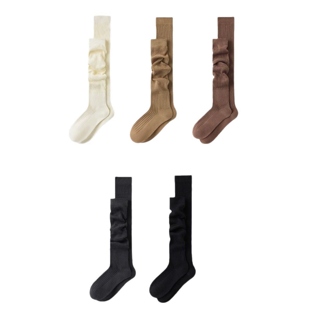 Cotton black thin supporting knee socks, mid-length