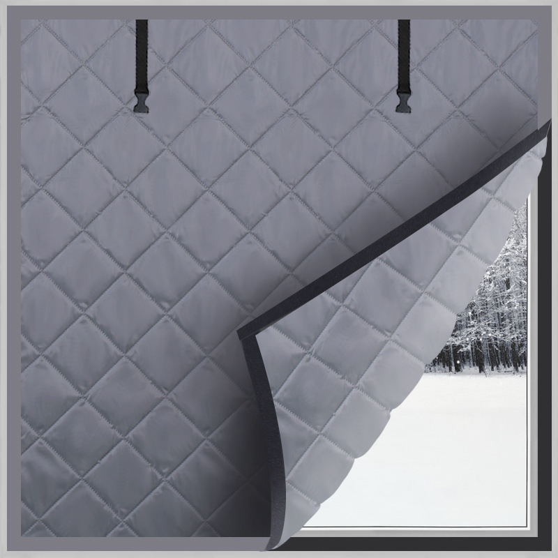 Cotton Curtains with Widened Velcro Tape, No-Drill Installation, Windproof, Cold-Proof, Thermal Insulation, Foldable, Mosquito-Proof Door Curtain for Rural Areas