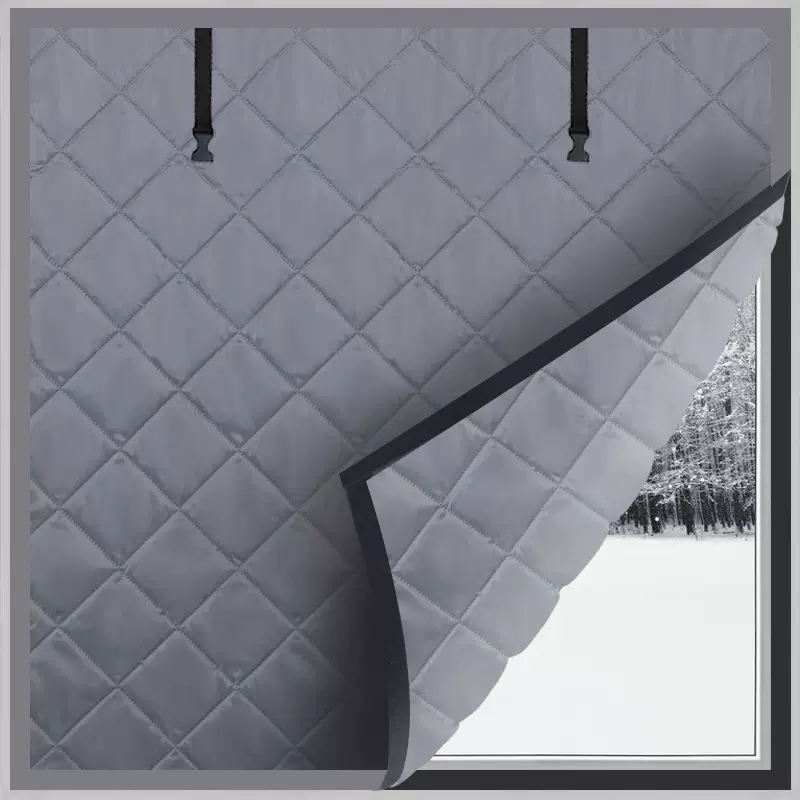 冬季棉窗帘外贸专供加宽魔术贴免打孔安装防风防寒保温可收纳窗帘