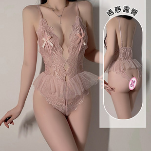 Gui Ruo Summer Sexy Non-Take-Off Sexy Underwear Pure Desire Temptation Open Crotch jumpsuit Uniform Ladies suit 4115