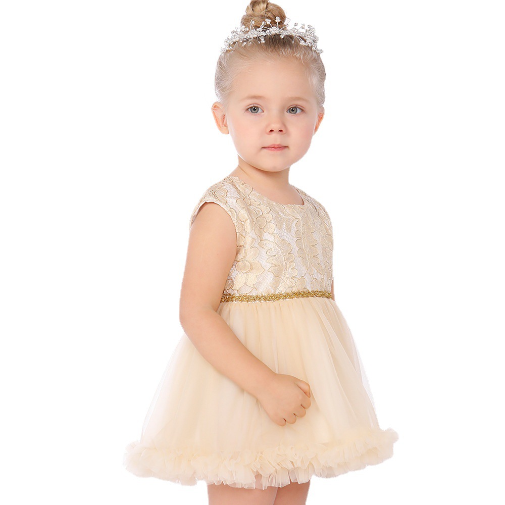 童装连衣裙无袖四叶花女童夏装连衣裙跨境代发棉公主裙 儿童春秋