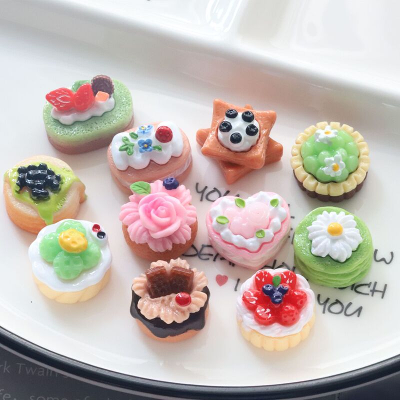 Realistic Eating Rose Cake DIY Cream Glue Phone Case Beauty Keychain Pendant Resin Jewelry Accessories