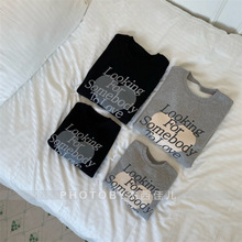 儿童字母印花抓绒卫衣亲子装2025冬季新品男女童爱心时髦亲子卫衣