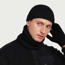 毛线帽子保暖冷帽针织帽秋冬简约黑色男士大头围弹力帽子