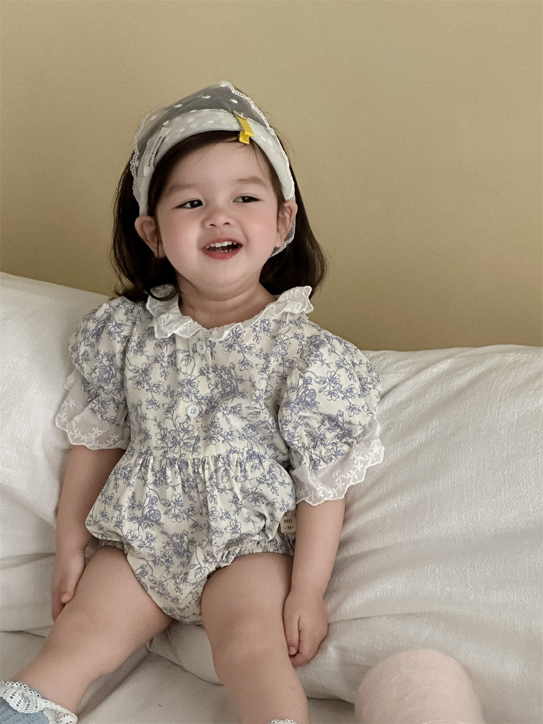 Ropa de verano con bolso floral de encaje para bebés, ropa fina para niños coreanos 2025, ropa de verano para bebés, mameleros para niñas image 3