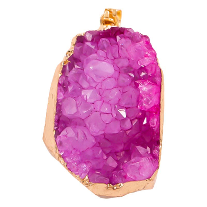 European and American Natural Irregular Crystal Original Stone Pendant Gold-plated Edge Crystal Necklace diy Jewelry Accessories Pendant Cross-Border
