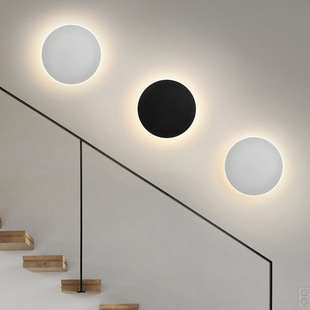 Scandinavian Simple Led Round Wall Lamp Touch Bedroom Bedside Lamp Aisle Corridor Staircase Entrance Sensor Lamp Eclipse