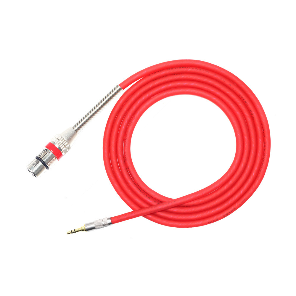 声卡电容麦克风话筒线高弹力超柔软卡侬音频线3.5mm转单卡农母线