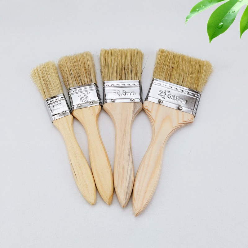 油漆刷1-8寸厂家批发 加厚木柄鬃毛刷船用扁油刷烧烤工具刷垒德株