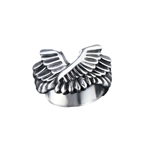 R0597-NK01 Wholesale fashion accessories, personalized angel wings and goddess victory vintage titanium steel rings