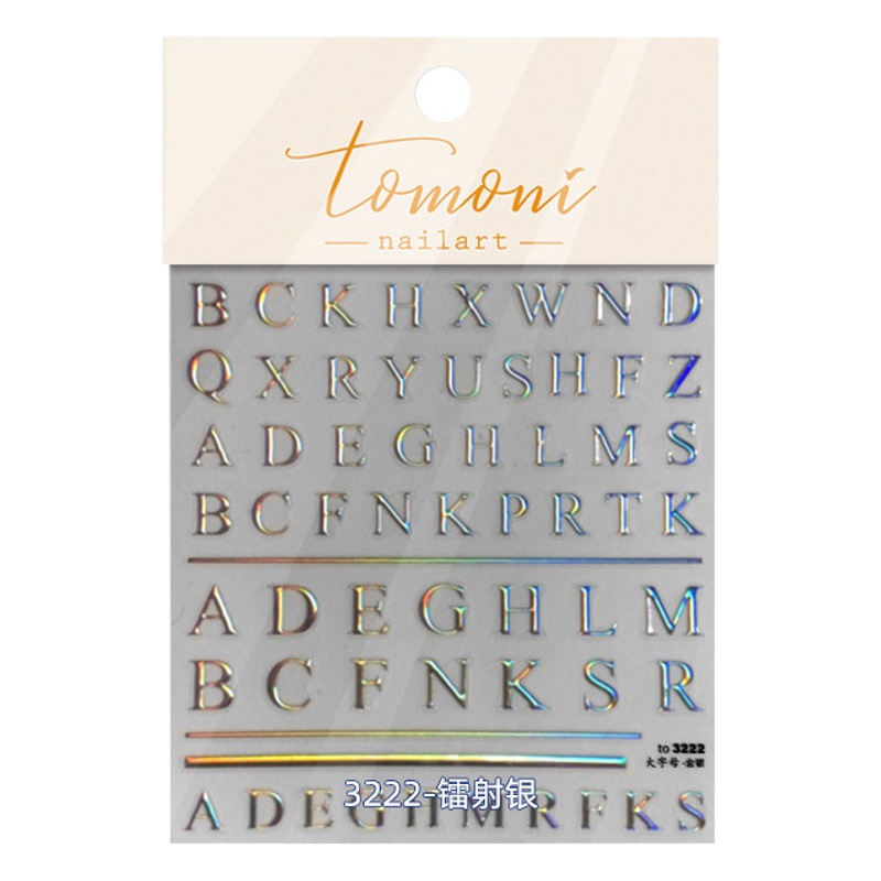 Pegatinas para uñas, nuevas y modernas, letras francesas en relieve, lámina dorada en relieve, pegatinas huecas para decoración de uñas, estilo fresco y de alta gama