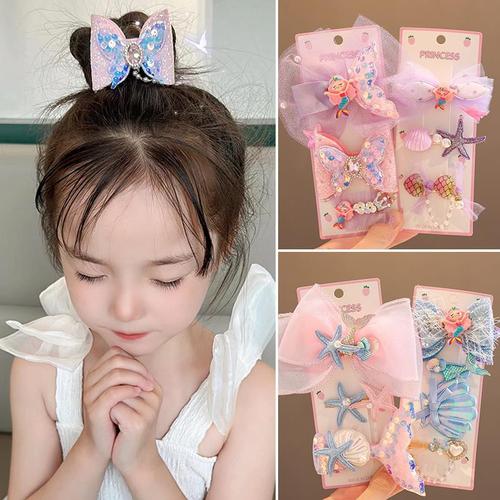 Girls' broken hairpins, children's hair accessories, summer mermaid princess forehead bangs clips, hairpin clips, hair accessories that do not hurt hair