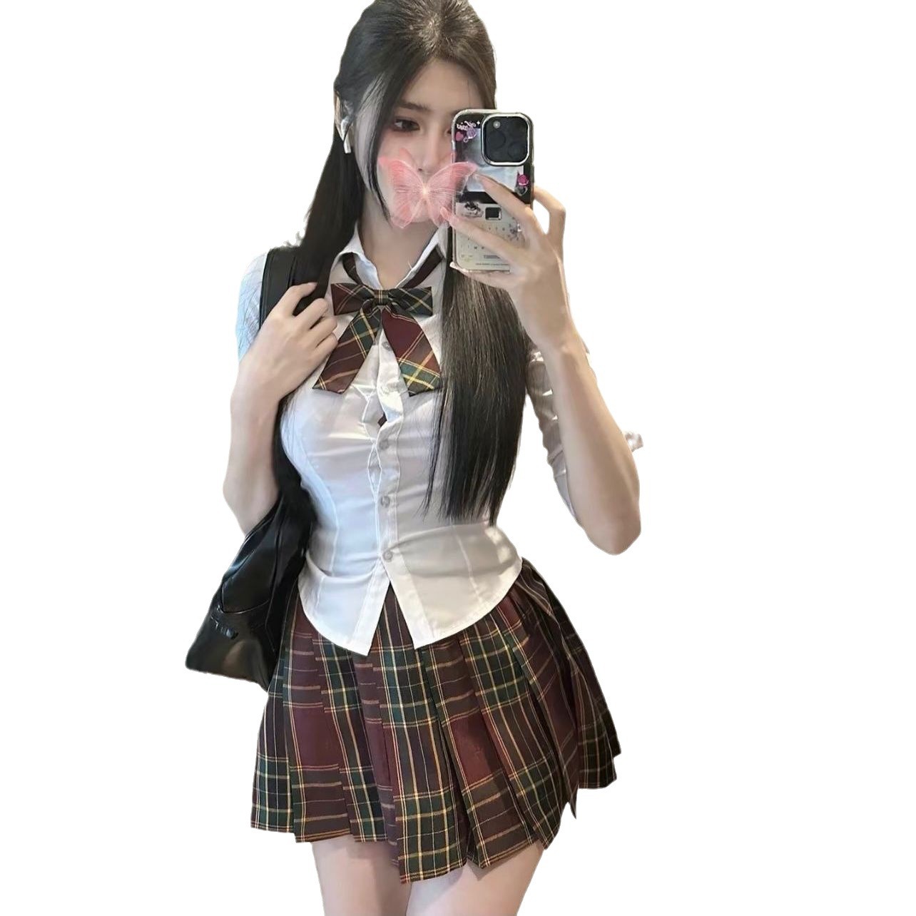 여름 일본 JK 유니폼 허리 섹시 슬림 타이트 셔츠 세미 순수 섹시한 뜨거운 여자 흰색 긴팔 셔츠 여성