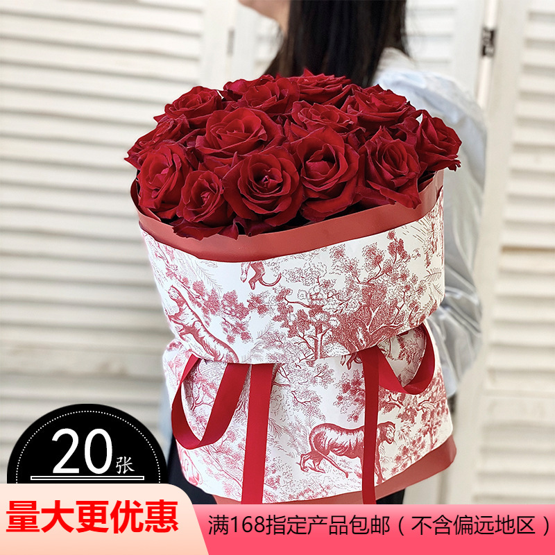 Nuevo material de embalaje de flores de celebridad de Internet Festival de la diosa de estilo europeo retro PAPEL DE Kraft impreso impermeable ligero engrosado