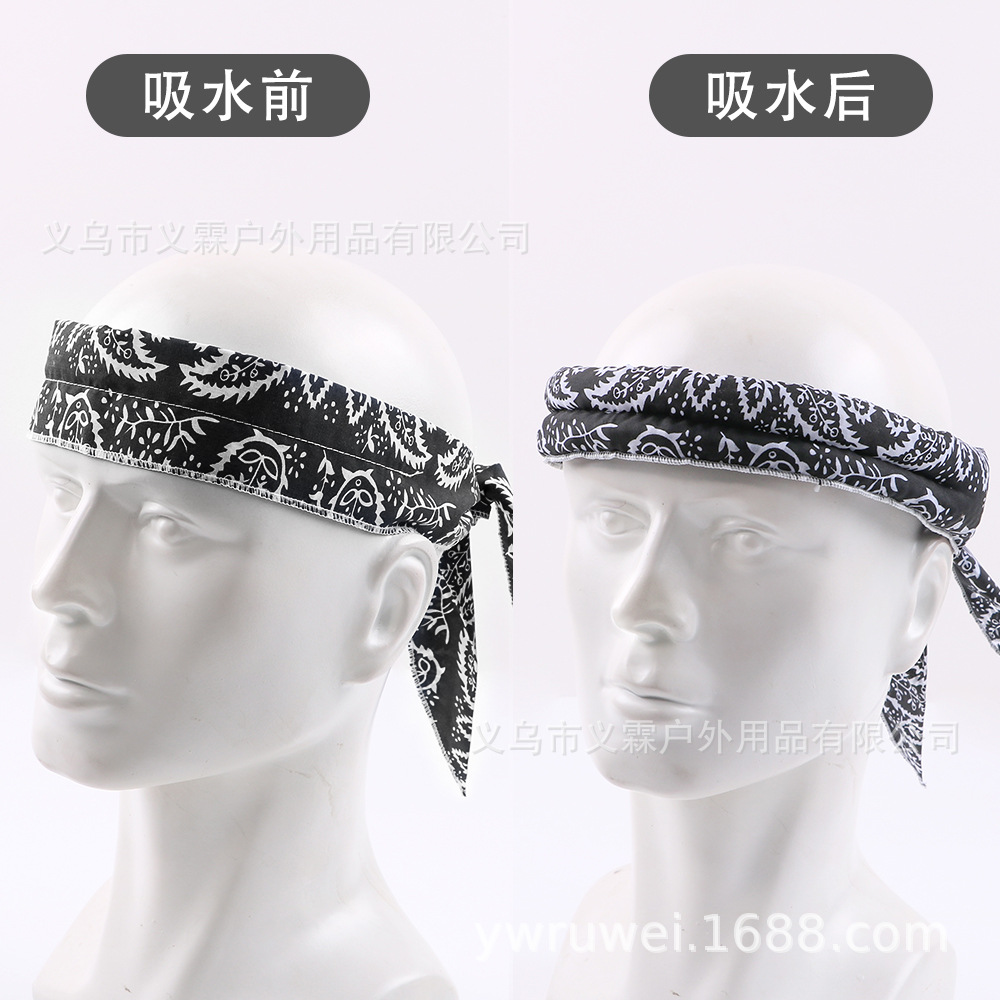 アマゾンの越境木の葉の小さい氷巾の冷たいタオルの夏の温度を下げる氷帯の運動の頭巾は汗を吸います。