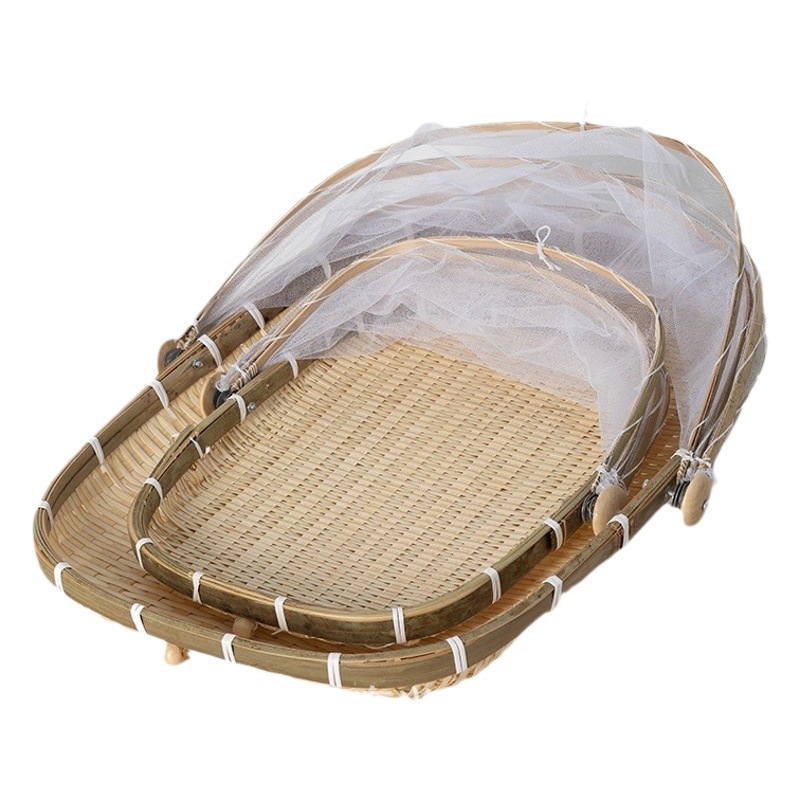 Vietnam bambú tejido cesta de frutas y verduras a prueba de mosquitos Red de hilo cesta de bambú secado granja recogedor hogar tejido al vapor cesta de pan