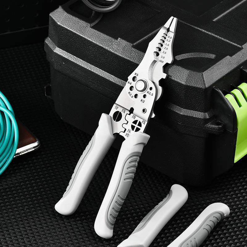 Multifunctional Wire Stripping Pliers, German-Style Electrician Wire Pulling Pliers, Wire Splitting, Winding, Cutting, Stripping, Diagonal Cutting, Wire Crimping, Disassembly, and Stripping Tools Multifunctional Wire Stripping Pliers, German-Style Electrician Wire Pulling Pliers, Wire Splitting, Winding, Cutting, Stripping, Diagonal Cutting, Wire Crimping, Disassembly, and Stripping Tools