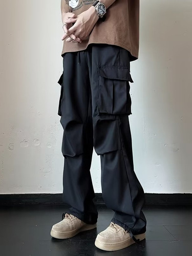Cargo Work Pants for Youth High Street Style Men - Spring and Summer Men's Retro Work Pants