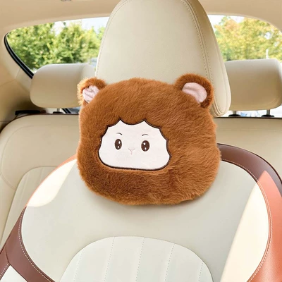 Waist support: Pillow, Cute Car Cushion, Interior - mink-monkey-headrest-coffee-brown